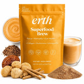 Vantique empaque frontal Erth Superfood Brew mostrando marca y tamaño