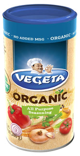 Vegeta organic frente del envase mostrando 280 g y etiqueta clara