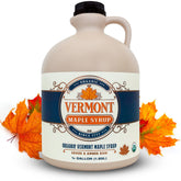 Vermont Maple Syrup frente del envase mostrando tamaño 64 oz y pureza