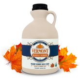 Vermont Maple Syrup vista frontal con etiqueta clara y atractivo visual