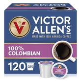 Victor Allen's Coffee caja frontal mostrando 120 cápsulas y conveniencia
