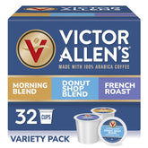 Victor Allen's Coffee paquete frente mostrando 32 cápsulas y variedad
