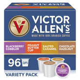 Victor Allen's Coffee embalaje frontal mostrando 96 cápsulas y variedad de sabores