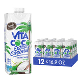 Vita Coco frente del pack de 12 envases mostrando conveniencia y frescura
