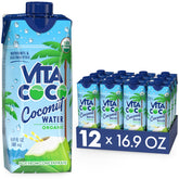 Vita Coco vista frontal del pack de 12 botellas, hidratación natural lista