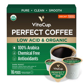 VitaCup empaque frontal mostrando 16 cápsulas y orgánico