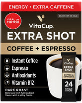 VitaCup paquete frontal mostrando 24 sobres y energía inmediata