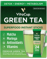 VitaCup frente del empaque mostrando 24 sobres y beneficios