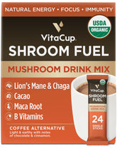VitaCup empaque frontal mostrando 24 sobres y beneficios visibles