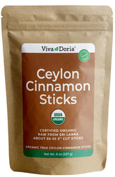 Viva Doria paquete frontal de canela Ceilán 3'' con cierre resellable, conserva aroma