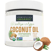 Viva Naturals frasco frontal mostrando aceite de coco, calidad orgánica