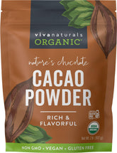 Viva Naturals frente del paquete mostrando el envase y beneficio de cacao puro