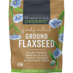 Viva Naturals paquete frontal mostrando linaza molida y uso diario