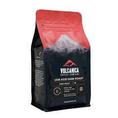 Volcanica frente del empaque mostrando 11 oz y beneficio de frescura