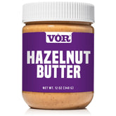 Vör envase frontal de hazelnut butter mostrando etiqueta clara y tamaño 12oz
