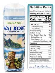 Wai Koko textura del agua de coco en vaso resaltando pureza