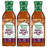 Walden Farms frente del paquete de tres botellas mostrando la presentación conveniente