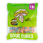 Warheads Cubes frente de bolsa mostrando diseño y cantidad para fácil identificación