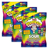 Warheads empaque frontal surtido mostrando colores vibrantes y atractivo