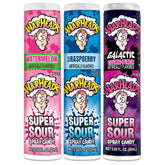 WARHEADS spray frente del pack mostrando sabores y diseño atractivo