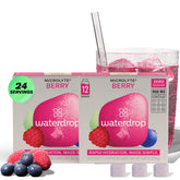 waterdrop MICRODRINK empaque frontal con 24 cubos Berry, conveniencia para llevar