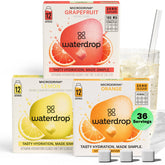 waterdrop MICRODRINK frente del empaque mostrando variedad cítrica y conveniencia
