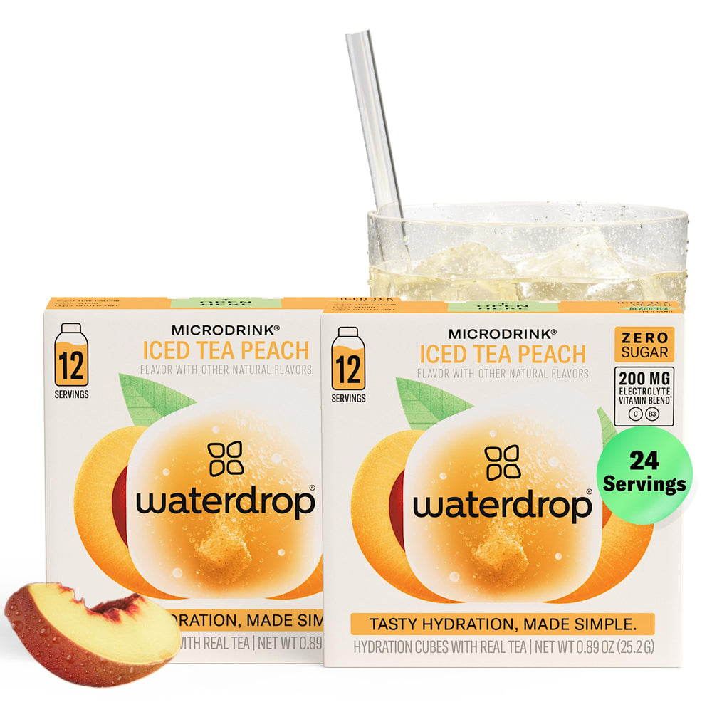 Waterdrop MICRODRINK paquete frontal mostrando 24 cubos y ventaja portable