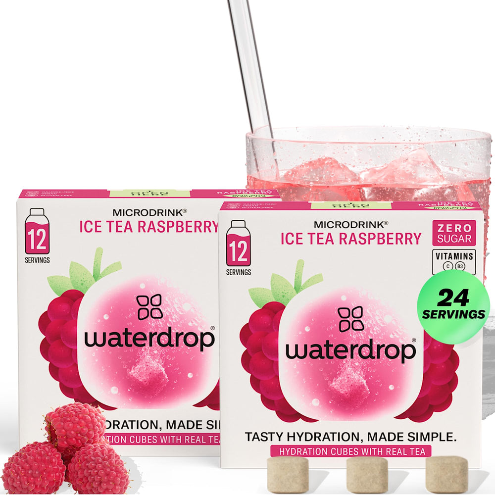 waterdrop MICRODRINK frontal del empaque mostrando 24 cubos y diseño atractivo