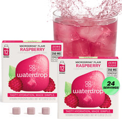 Waterdrop MICRODRINK empaque frontal mostrando 24 cubos y diseño atractivo
