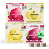 waterdrop MICRODRINK paquete frontal mostrando 48 cubos prácticos