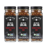 Watkins frascos frontales de 3.8 oz mostrando el pack y beneficio de almacenamiento reciclable