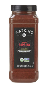 Watkins envase frontal mostrando pimentón orgánico y sello de calidad