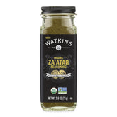 Watkins za'atar orgánico frasco frontal muestra tamaño y marca, sabor auténtico