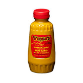 Weber's botella frontal 12oz mostrando diseño y tapa exprimible, práctico para condimentar