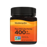 Wedderspoon frasco frontal mostrando 400+ MGO y diseño claro