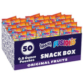 Welch's caja frontal de 50 paquetes mostrando variedad y almacenamiento práctico