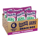Welch's caja frontal mostrando sabor Berries 'N Cherries y conveniencia