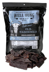 Well Hung frente del empaque que destaca bolsa resellable y 16 oz, conveniencia