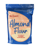 Wellbee's bolsa frontal mostrando harina de almendra 5 lb, ideal para repostería