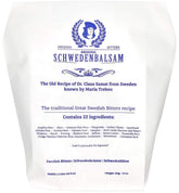 WellbeingHerbs paquete frontal de Swedish Bitters mostrando la etiqueta y cantidad