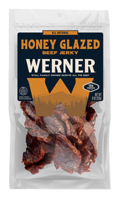 Werner empacado frontal Honey Glazed mostrando etiqueta y bolsa resellable para conservación