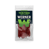 Werner palitos teriyaki empaque frontal mostrando 14 unidades y bolsa 10 oz, conveniencia