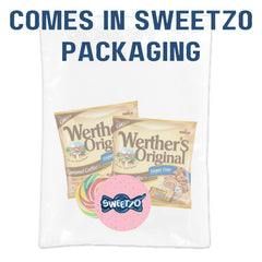 Werther's Original en un bol dentro de una cesta de regalo para eventos y detalles