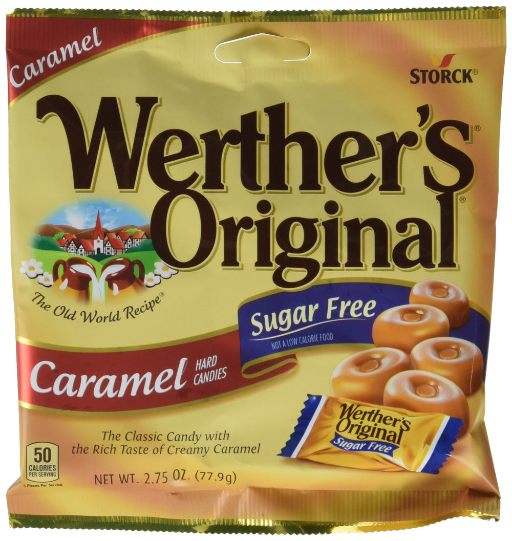 Werther's Original vista frontal del paquete, presentación lista para compartir