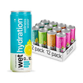 Wet Hydration pack frontal con latas mostrando variedad y conveniencia