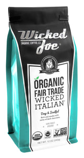 WICKED JOE frente del empaque mostrando la bolsa y tamaño de 12 oz