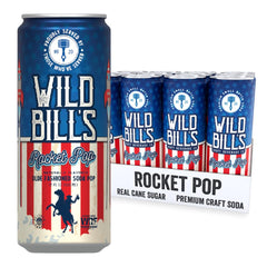 Wild Bill's paquete Rocket Pop frente del pack mostrando las doce latas y atractivo visual