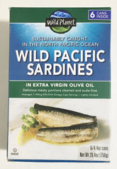 Wild Planet lata frontal con sardinas en aceite de oliva, práctico y sabroso