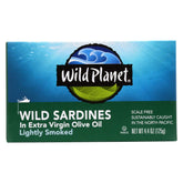 Wild Planet lata frontal de sardinas en aceite de oliva, presentación de pack 12