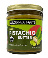 Wilderness Poets frasco delantero mostrando mantequilla de pistacho y su color natural